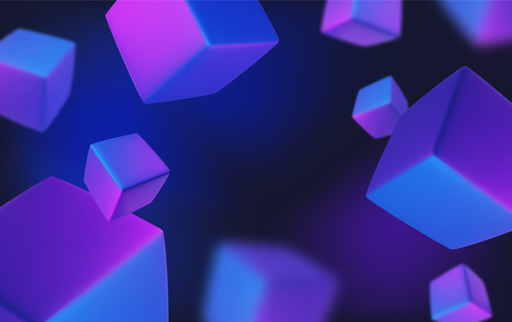 Abstract poster, brochure, flyer design background with blue and purple cubes